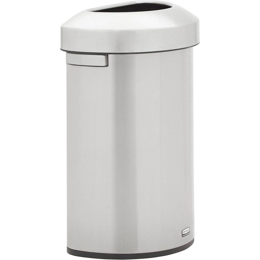 Rubbermaid Commercial Refine Half-Round Waste Container - 16 gal Capacity - Half-round - Ergonomic Handle, Non-skid, Fingerprint Resistant, Durable - 29.5' Height x 12.4' Width x 18.2' Depth - Metal - Stainless Steel - 1 Each 