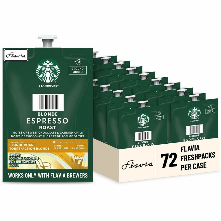 Flavia Freshpack Starbucks Blonde Espresso Coffee - Compatible with Flavia Barista - Hot Coffee - Blonde - Freshpack - Blonde Espresso Roast - Kosher - 72 / Carton 
