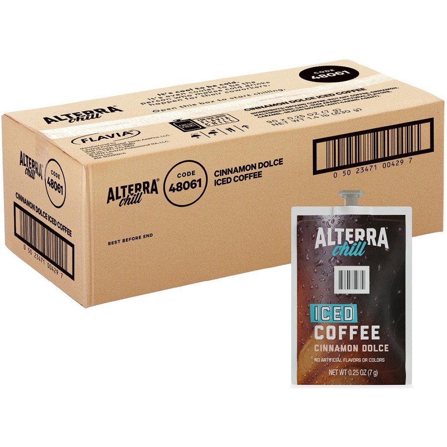 Flavia Freshpack Iced Cinnamon Dolce Coffee - Compatible with Flavia Creation 300 with Chill Refresh Module, Flavia Creation 600 with Chill Module - Ice Coffee - Dark - Freshpack - Iced Cinnamon Dolc - Kosher - 90 / Carton 