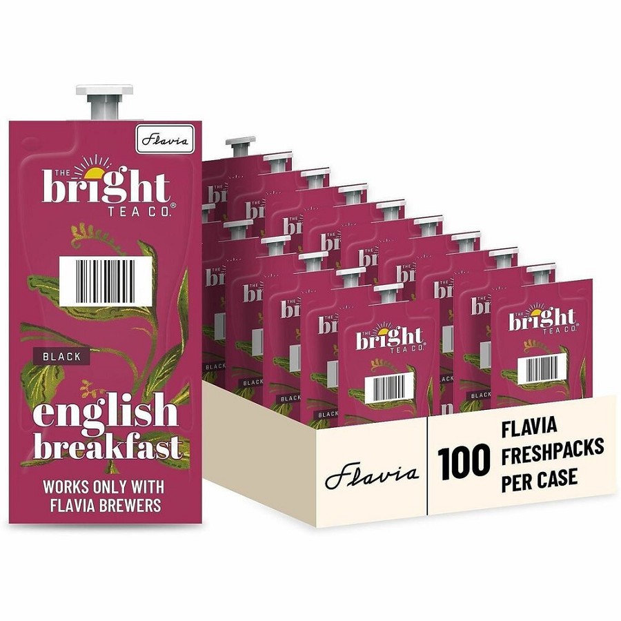 Flavia Bright Tea Co English Breakfast Tea Black Tea Freshpack - Compatible with Flavia Aroma, Flavia Creation 300, FLAVIA Creation 600, Flavia Creation 150, Flavia Creation 200, Flavia Creation 500 - Caffeinated - Kosher - 100 / Carton 