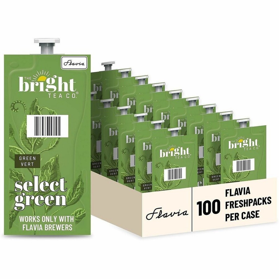 Flavia Bright Tea Co Select Green Tea Freshpack Green Tea Freshpack - Compatible with Flavia Aroma, Flavia Creation 300, FLAVIA Creation 600, Flavia Creation 150, Flavia Creation 200, Flavia Creation 500 - Caffeinated - Kosher - 100 / Carton 