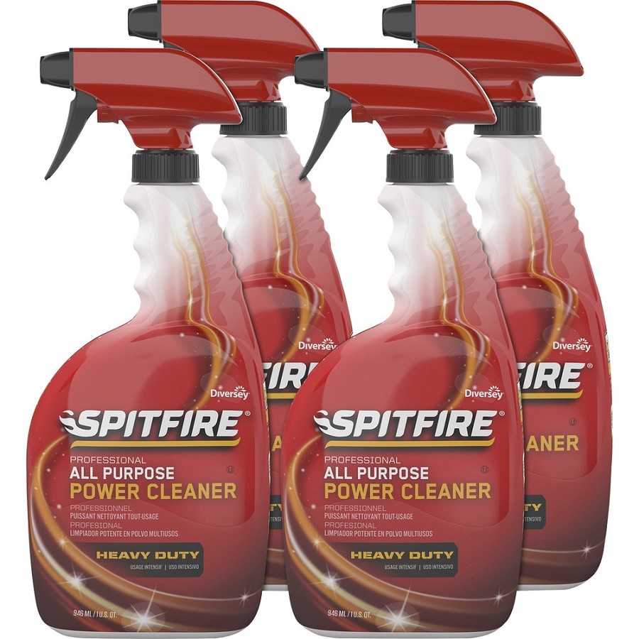Diversey Spitfire Power Cleaner - Ready-To-Use - 32 fl oz (1 quart) - Fresh Scent - Heavy Duty - Red Spray Bottle - 4 / Carton 