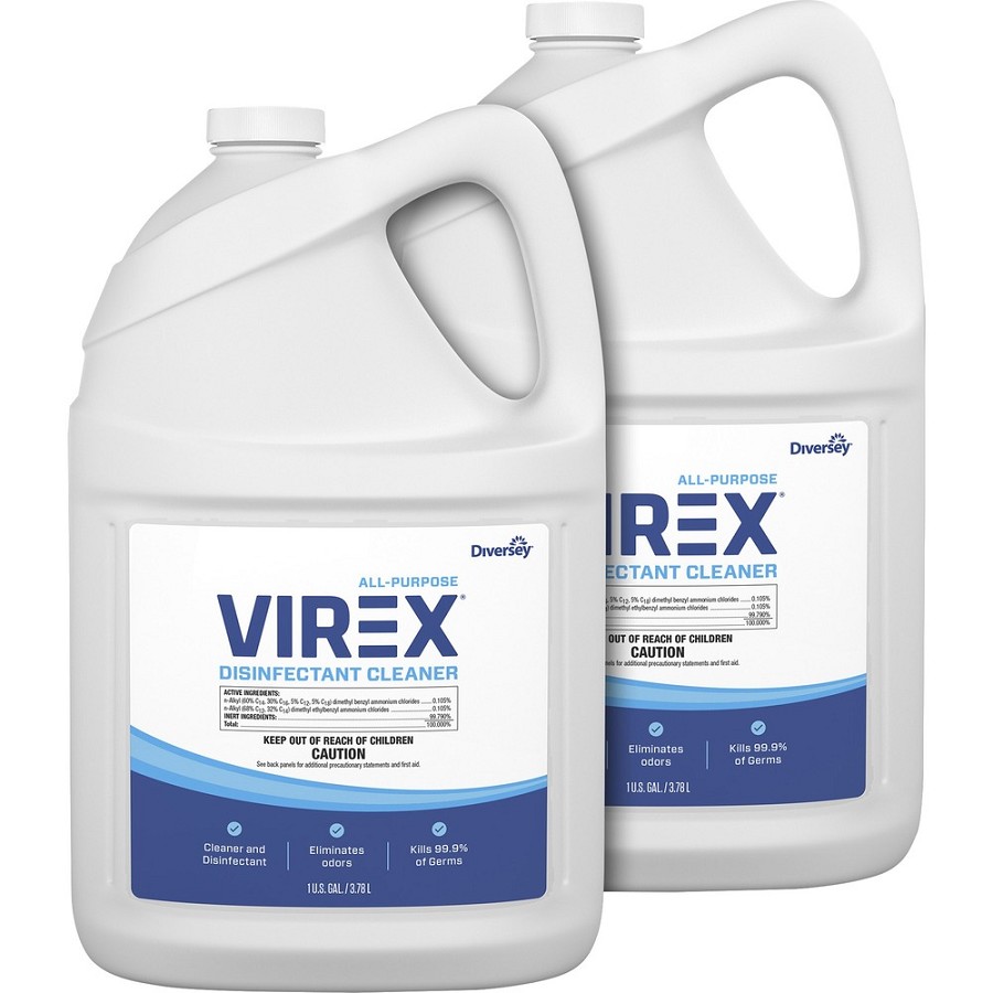 Diversey All-Purpose Virex Disinfectant Cleaner - Ready-To-Use - 128 fl oz (4 quart) - Citrus Scent - Deodorize, Odor Neutralizer - Clear - 2 / Carton 