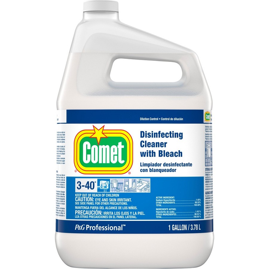 Comet Disinfecting Cleaner With Bleach - Concentrate - 128 fl oz (4 quart) - Heavy Duty, Non-abrasive - Clear - 3 / Carton 