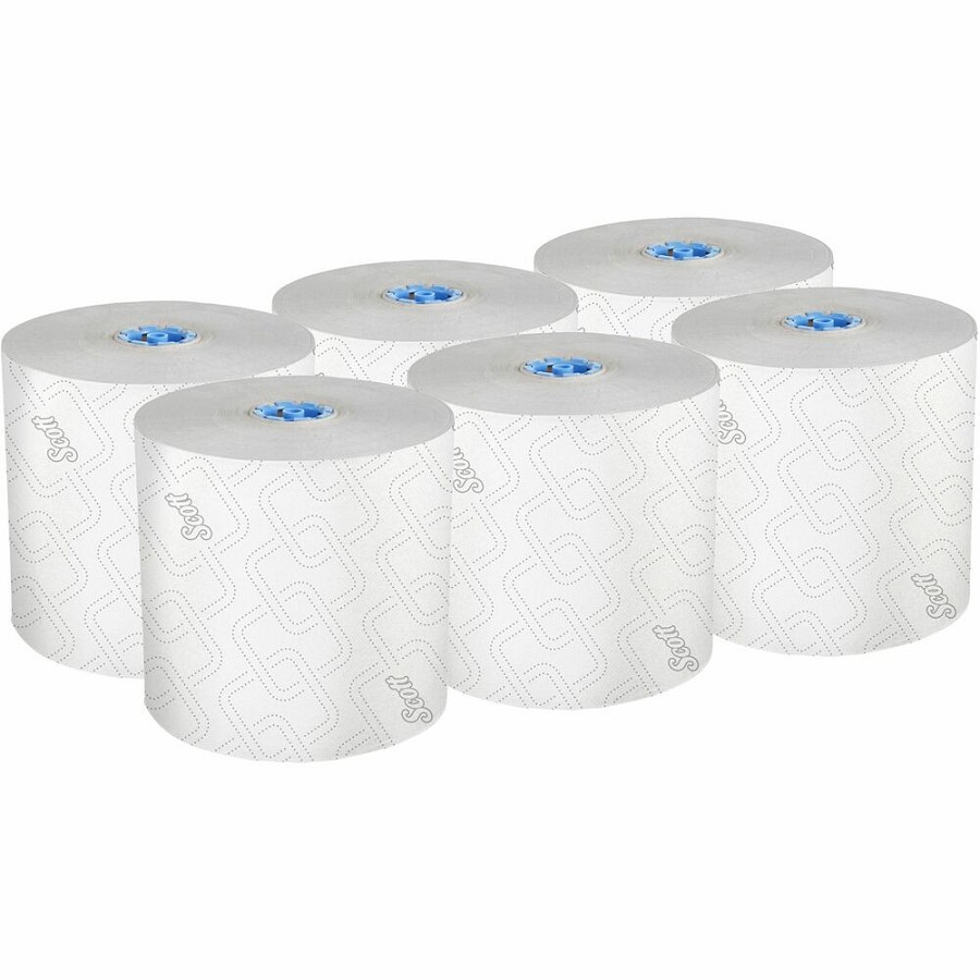 Scott Pro High-Capacity Hard Roll Towels with Elevated Design & Absorbency Pockets - 7.50' Width x 700 ft Length - 1 3/4' Core - Elevated Scott Design - White - Paper - 6 / Carton 