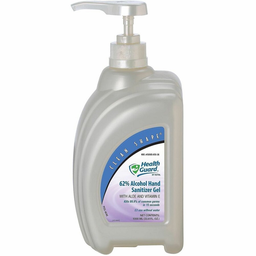 Health Guard Hand Sanitizer Gel - Alcohol Scent - 1.06 quart - Pump Bottle Dispenser - Kill Germs - Hand, Multipurpose - Moisturizing - Bio-based, Dye-free, Fragrance-free, Fast Acting, No Rinse, Waterless - 8 / Carton 