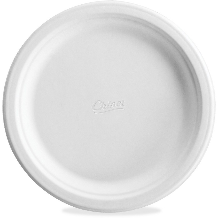 Chinet Classic 8-3/4' Round Molded Plates - Food - Disposable - Microwave Safe - 8.8' Diameter - White - Molded Fiber, Paper Body - 125/Pack - 4 / Carton 