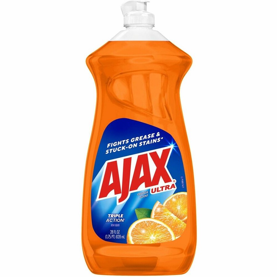 AJAX Triple Action Dish Soap - 28 fl oz (0.9 quart) - Orange Scent - Pleasant Scent, Phosphate-free, Kosher-free - Orange - 9 / Carton 