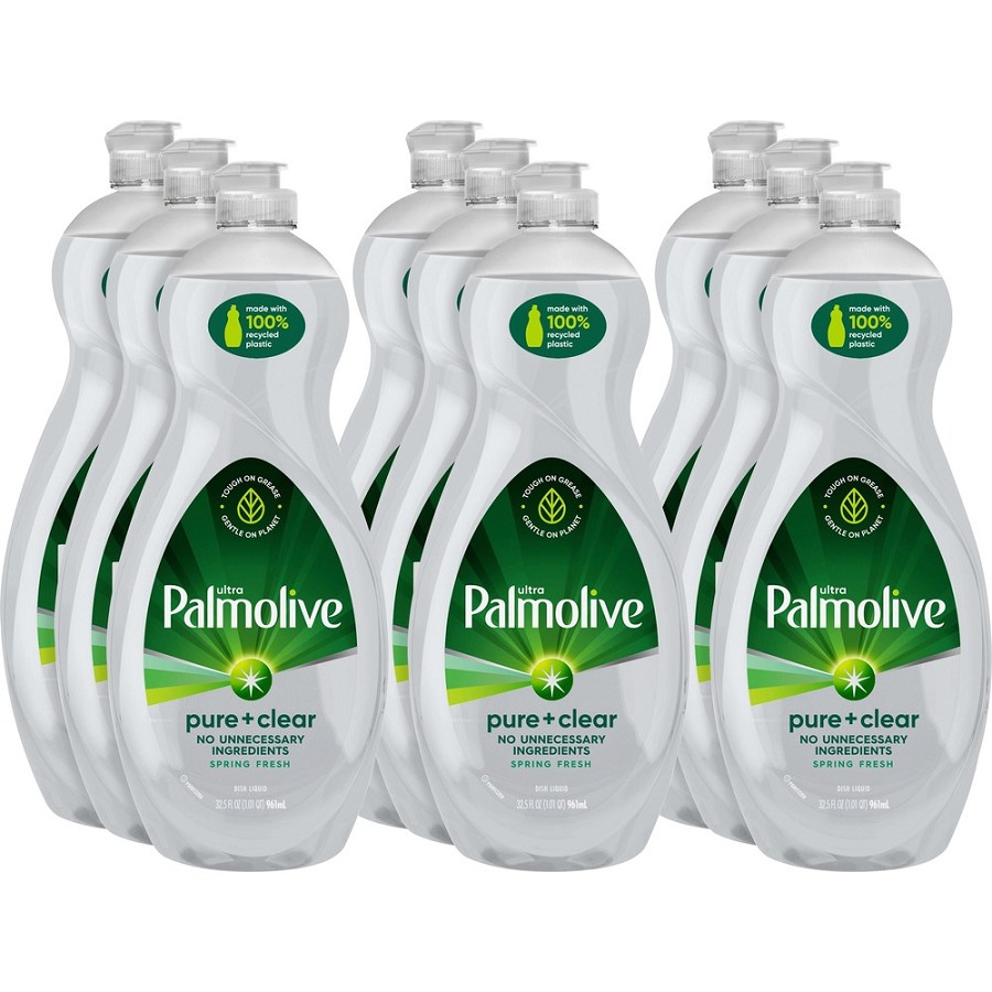 Palmolive Pure/Clear Ultra Dish Soap - For Dish, Food - Liquid - 32.5 fl oz (1 quart) - Recommended For: Grease Remover, Residue Remover, Dirt Remover - Hypoallergenic, Fragrance-free, Dye-free, Phosphate-free, Paraben-free, Biodegradable, Eco-friendly - 