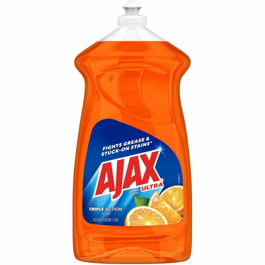 AJAX Triple Action Dish Soap - 52 fl oz (1.6 quart) - Orange Scent - Pleasant Scent, Phosphate-free, Kosher-free - Orange - 6 / Carton 
