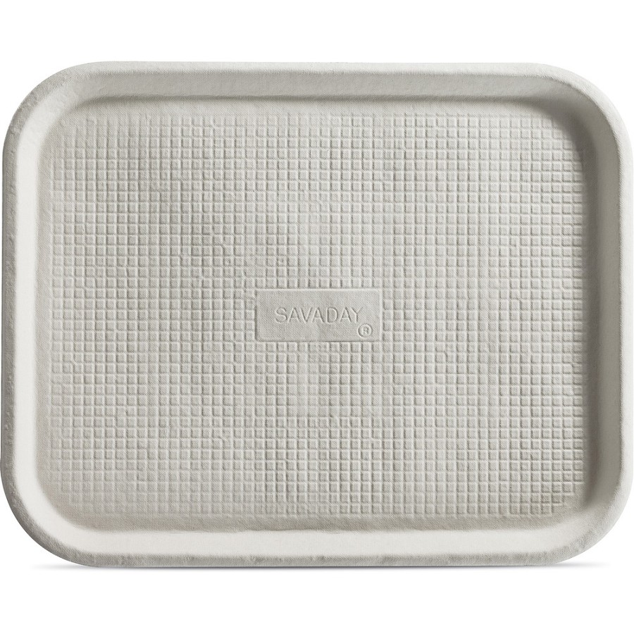 Savaday 1' Deep Molded Fiber Trays - Food - White - Molded Fiber Body - 1 Carton 