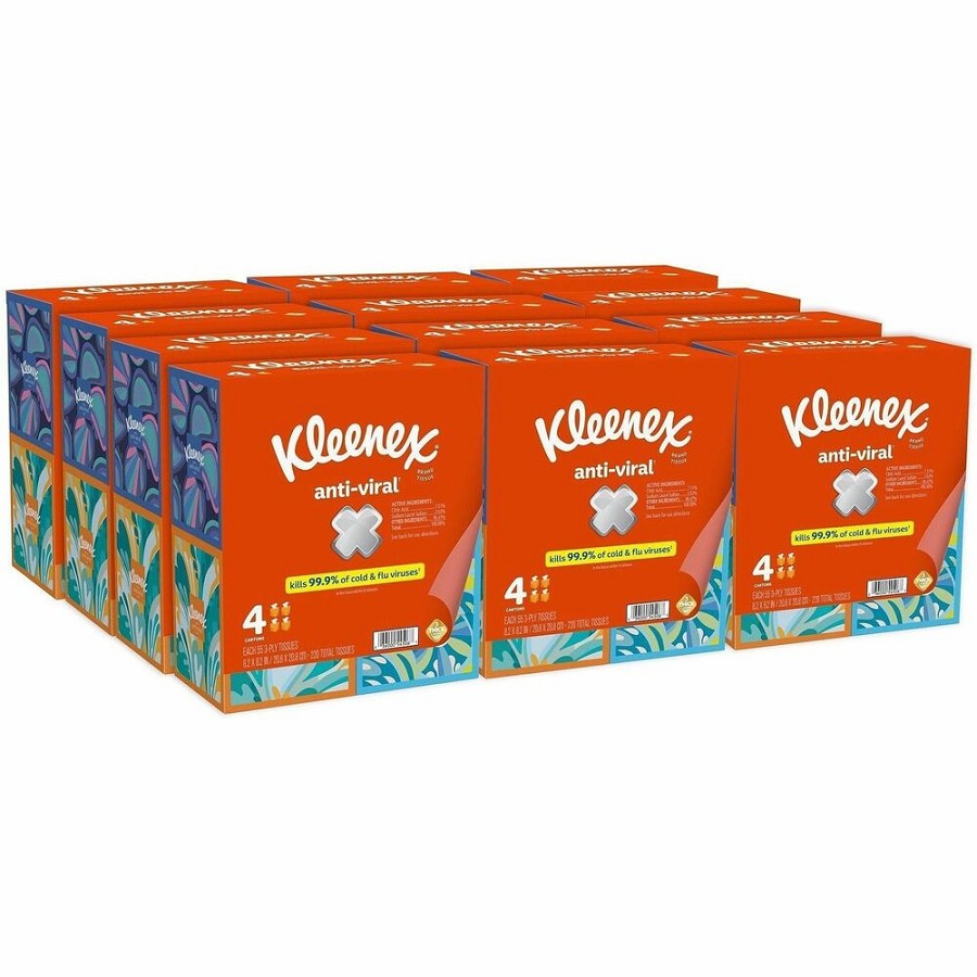 Kleenex Anti-viral Facial Tissue - 3 Ply - WhiteBox - 55/Box - 12 / Carton 