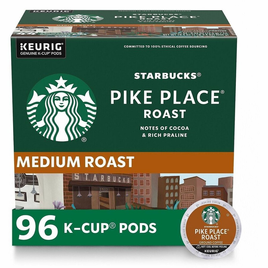 Starbucks K-Cup Pike Place Roast Coffee - Compatible with Keurig Brewer - Medium - K-Cup - Pike Place Roast - 24/Box - 4 / Carton 