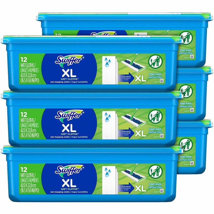 Swiffer Sweeper XL Wet Mopping Pads - X-Large - White - 12/Pack - 6 / Carton 