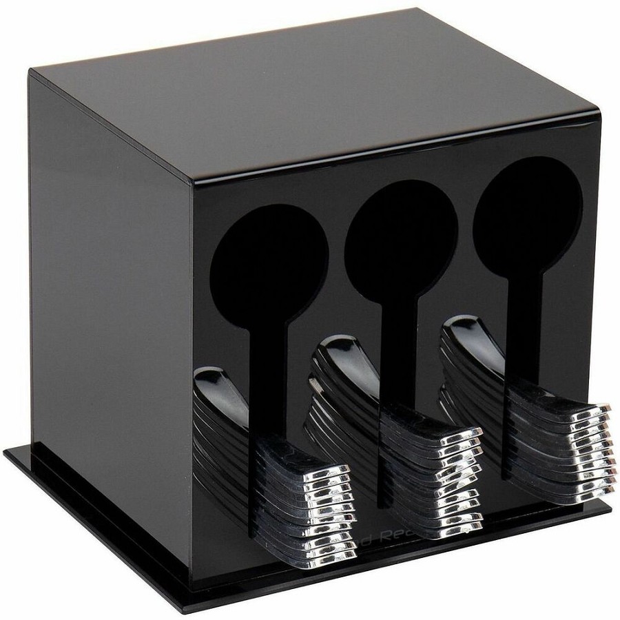 Mind Reader Cutlery Dispenser & Organizer - 24 - 3 Compartment(s) - 6' Height x 2.75' Width x 5.50' Depth - Counter, Tabletop - Lightweight, Compact, Sturdy, Easy to Clean, Durable, Rubber Feet - Black - Plastic - 1 Each 