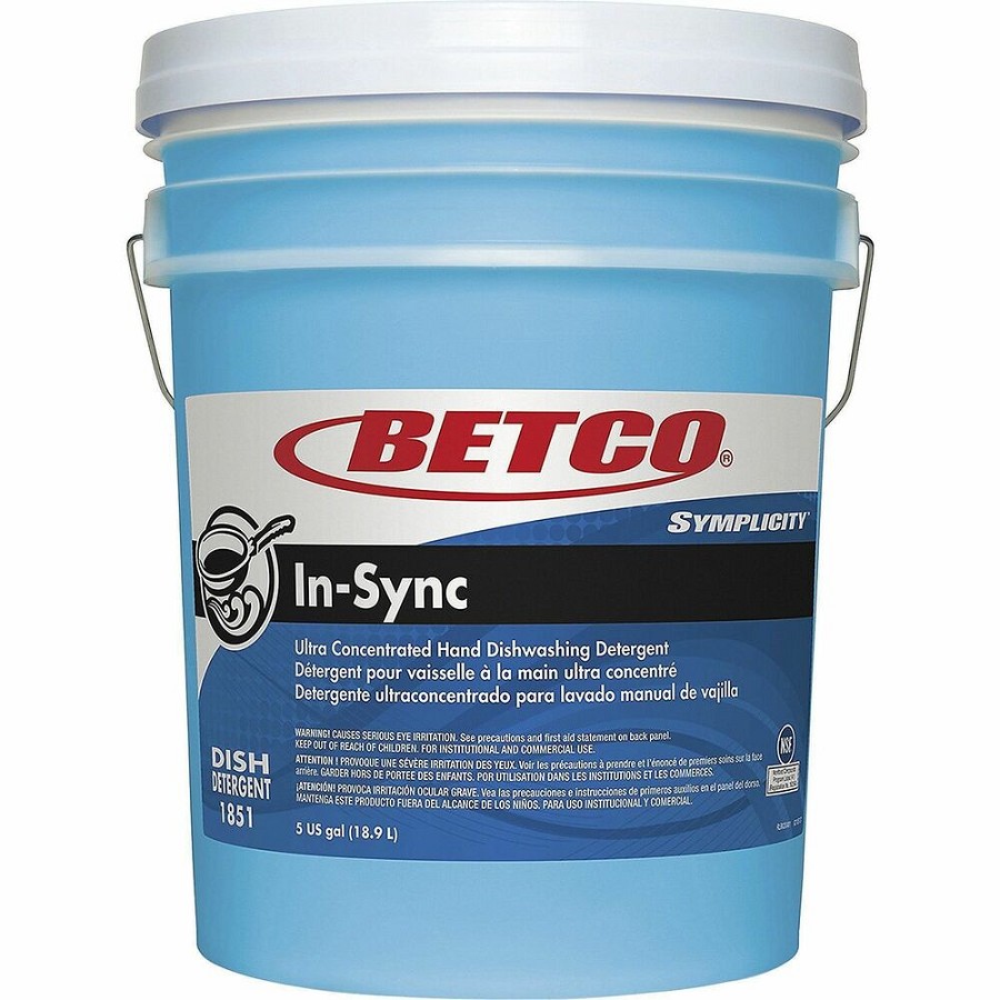 Betco Simplicity In-Sync Dishwashing Liquid - 640 fl oz (20 quart) - 7.5 to 8.5 pH - Fresh Ozonic Scent - Film-free - Blue - 1 Each 