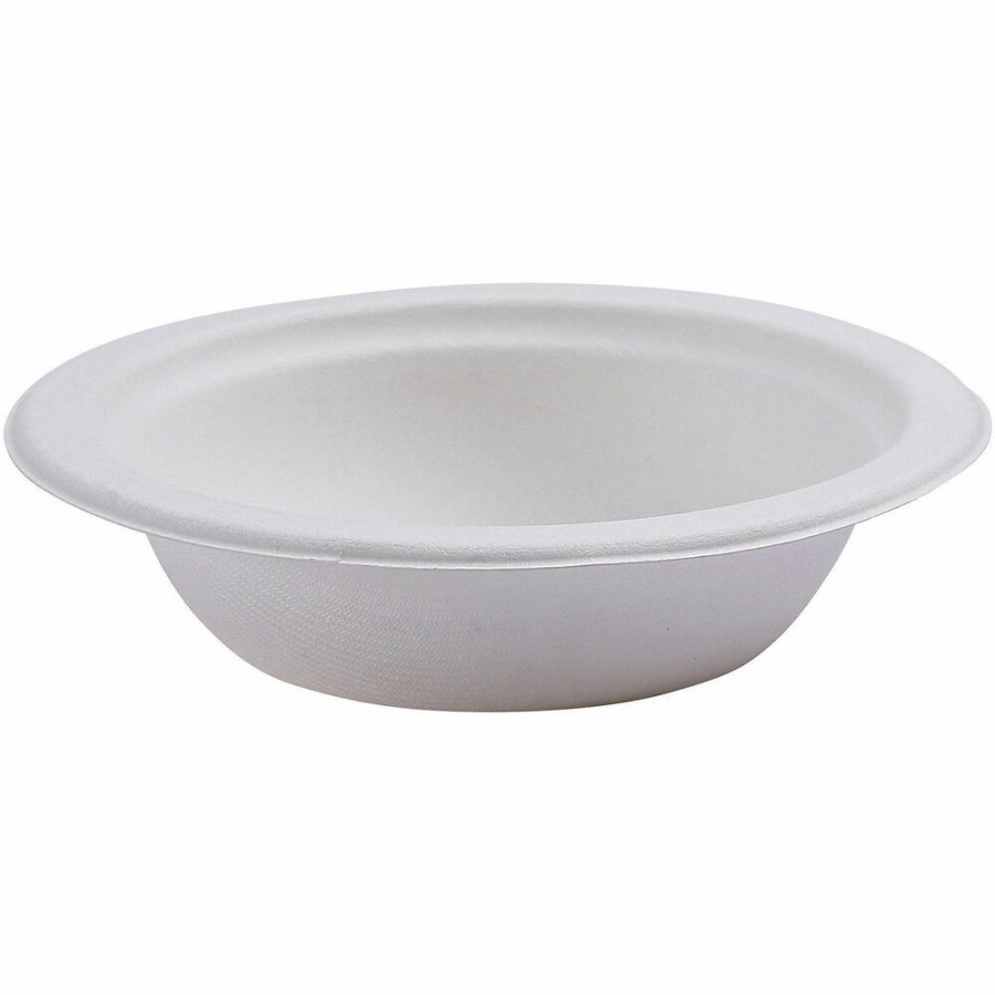 Eco-Products Vanguard 12 oz Sugarcane Bowls - Breakroom - Disposable - Microwave Safe - White - Sugarcane Fiber Body - 1000 / Carton 