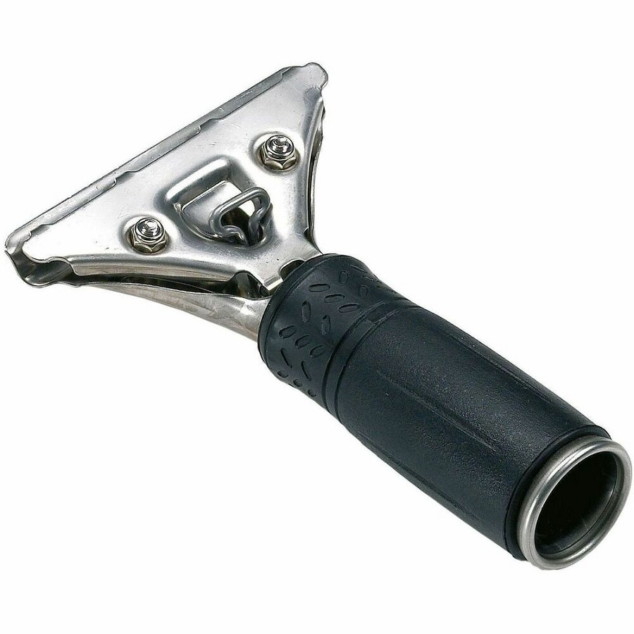 Unger Pro Stainless Steel Squeegee Handle - For Squeegee - Silver, Black - Stainless Steel, Rubber - 1 Each 