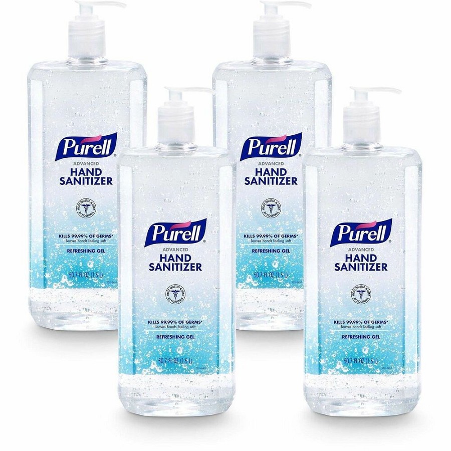 PURELL Advanced Hand Sanitizer Gel - 1.59 quart - Pump Bottle Dispenser - Kill Germs - Hand, Classroom, Reception, Outdoor, Medical - Clear - Paraben-free, Phthalate-free, Preservative-free, Anti-irritant - 4 / Carton 