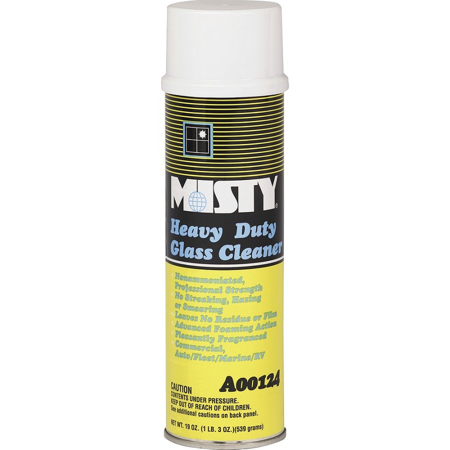 MISTY Heavy Duty Glass Cleaner - For Window, Windshield, Glass, Counter, Plastic - Foam Spray - 19 fl oz (0.6 quart) - Lemon Scent - Non Ammoniated, Pleasant Scent, Non-smearing, Non-streaking, Non-hazardous, Residue-free, Environmentally Friendly, Heavy 