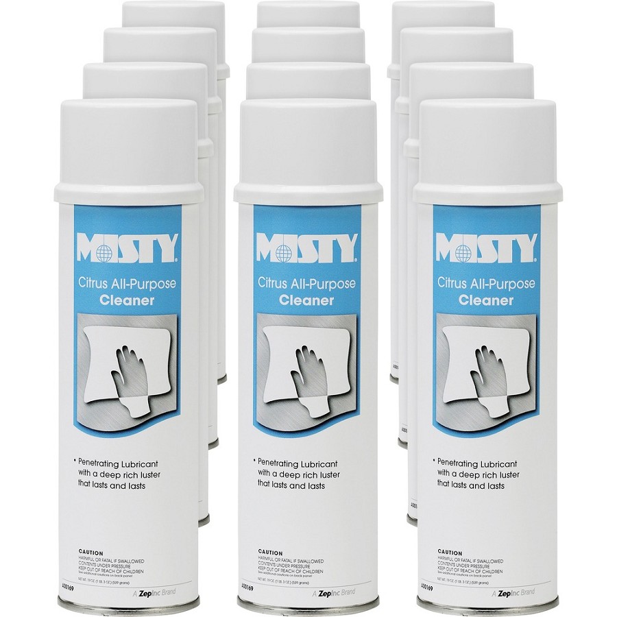 MISTY Citrus All-Purpose Cleaner - For Multipurpose - Aerosol, Foam Spray - 19 fl oz (0.6 quart) - Citrus Scent - Non-flammable, Petroleum Free, Chlorine-free, Organic - White - 12 / Carton 
