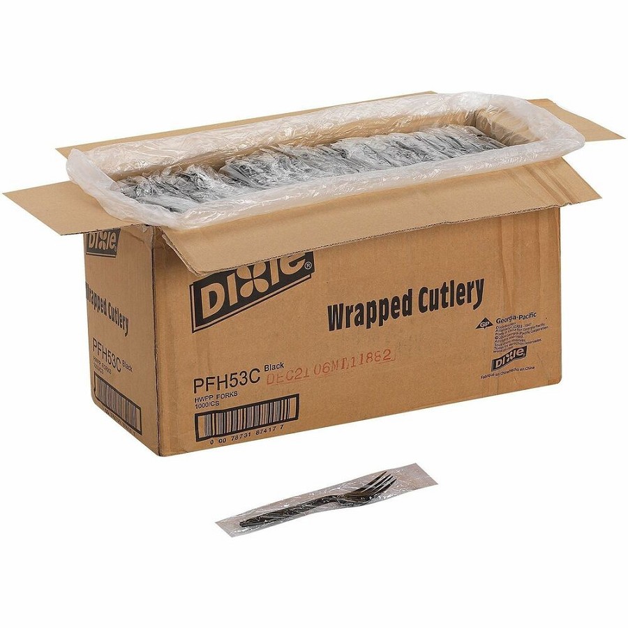 Dixie Cutlery Set - Fork - Fork - Food - Disposable - Plastic, Polypropylene - Black - 1000 / Carton 