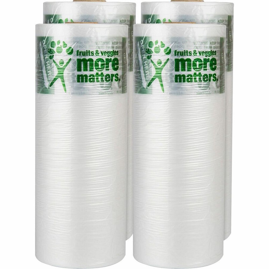 Inteplast More Matters Produce Bags - 20' Length x 12' Width x 0.35 mil (9 Micron) Thickness - Clear - Storage, Food - 875/Roll - 4 / Carton 