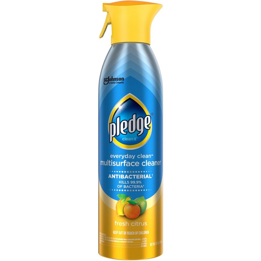 Pledge Everyday Clean Antibacterial Multisurface Cleaner - 9.7 fl oz (0.3 quart) - Fresh Citrus Scent - Anti-bacterial - Blue - 6 / Carton 