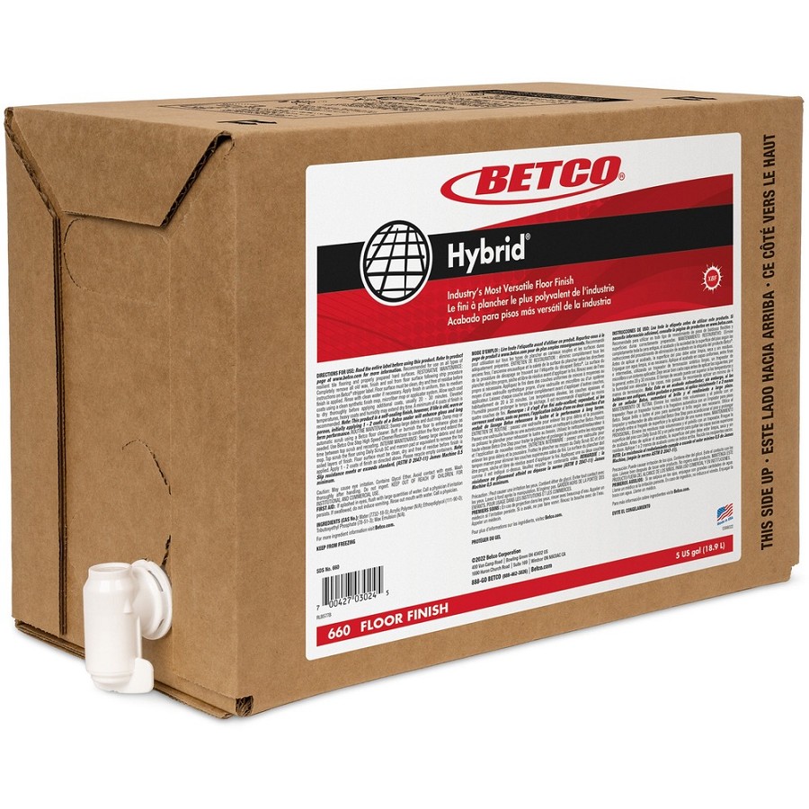 Betco Hybrid Floor Finish - 640 fl oz (20 quart) - Long Lasting, Self-sealing, Styrene-free, Versatile, Powder Resistant - White - 1 Each 