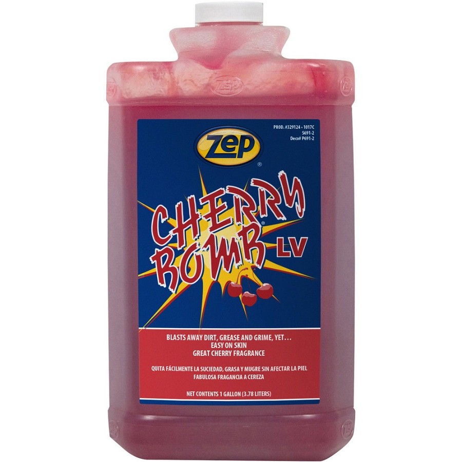Zep Cherry Bomb LV Industrial Hand Cleaner - Cherry Scent - 1 gal - Dirt Remover, Grime Remover, Soil Remover, Ink Remover, Resin Remover, Paint Remover, Adhesive Remover, Tar Remover, Asphalt Remover, Odor Remover, Grease Remover - Hand, Industrial, Skin 