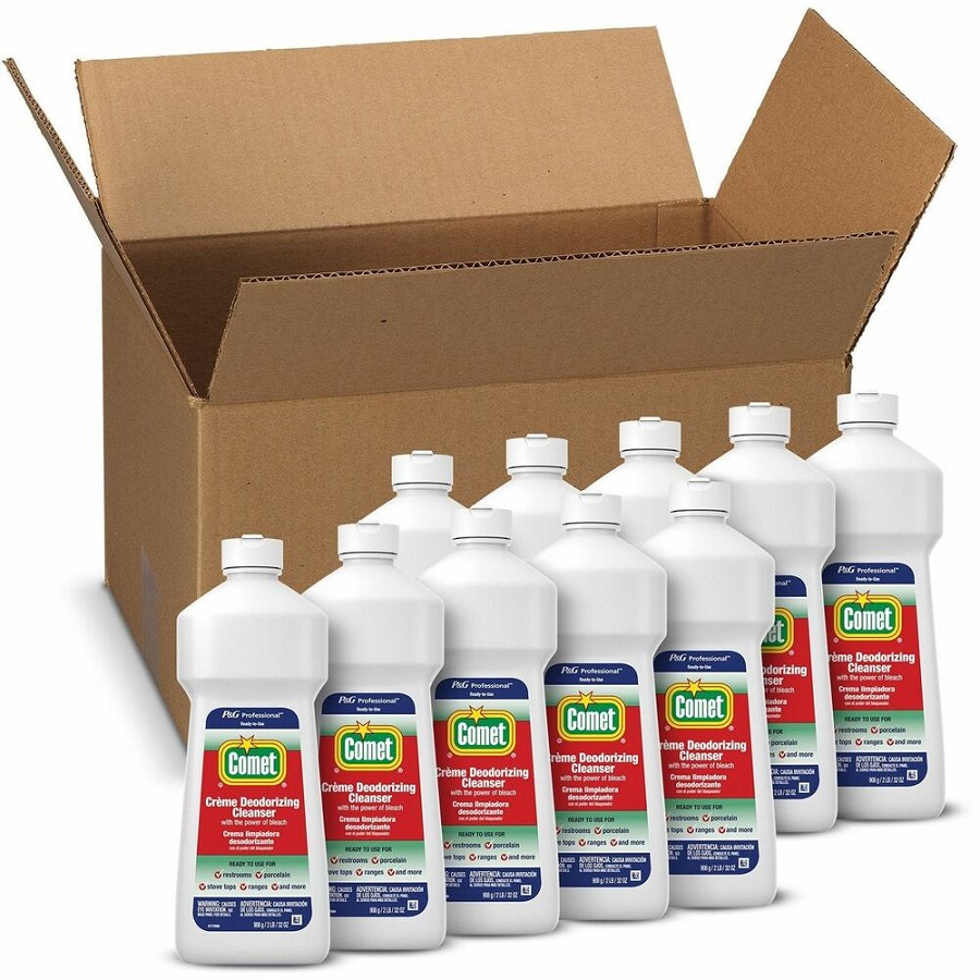Comet Creme Deodorizing Cleanser - 32 oz (2 lb) - Abrasive, Non-scratching, Flip Seal Closure, Soft - White - 10 / Carton 