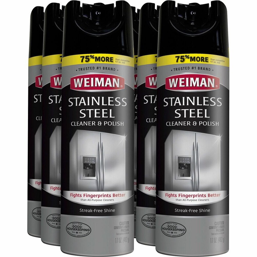Weiman Stainless Steel Cleaner/Polish - 17 oz (1.06 lb) - Streak-free, Fingerprint Resistant, Dust Resistant, Dirt Resistant, pH Neutral - Clear - 6 / Carton 