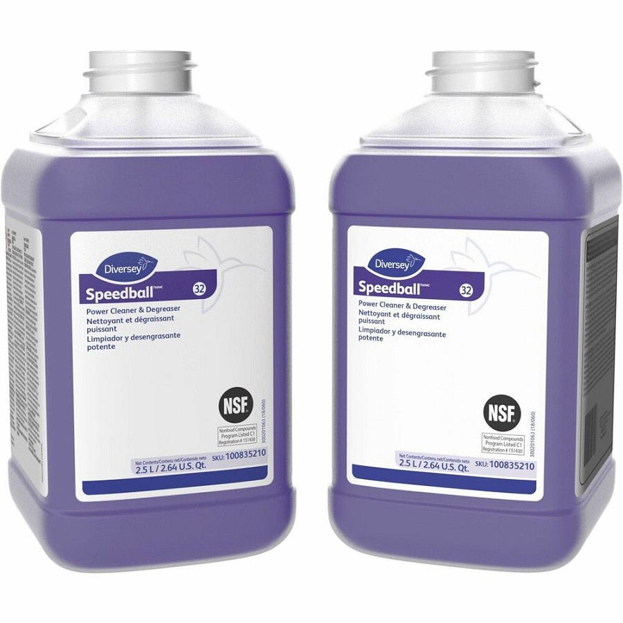 Diversey Speedball Power Cleaner & Degreaser - Concentrate - 84.5 fl oz (2.6 quart) - Fresh Lemon, Citrus Scent - Butyl-free, Rinse-free, Residue-free, Heavy Duty - Purple - 2 / Carton 