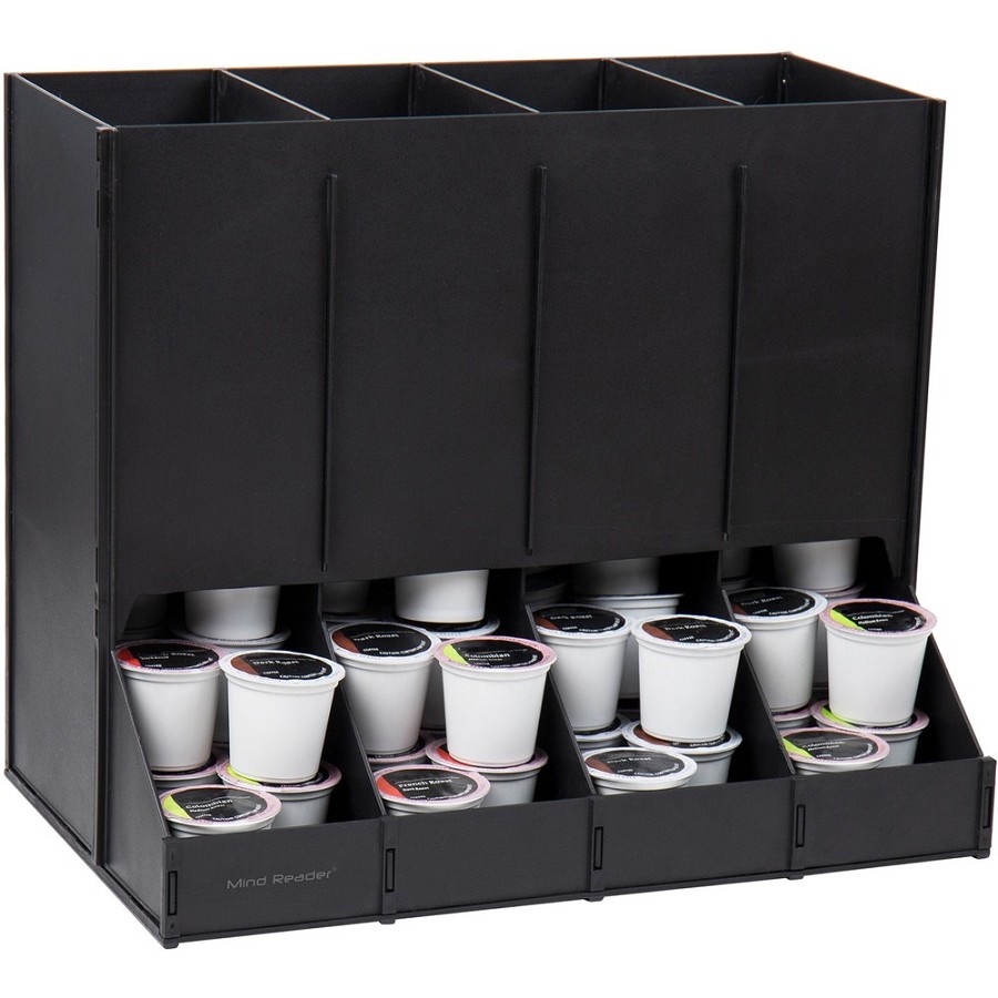 Mind Reader Abundant Compact Coffee Pod Dispenser - 4 Compartment(s) - Compact, Heavy Duty, Easy to Clean - Black - Plastic - 1 Each 