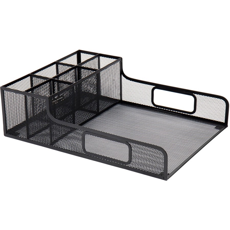 Mind Reader Serving Tray Countertop Organizer - 7 Compartment(s) - 5.50' Height x 11.50' Width x 14.75' Length - Counter - Portable, Lightweight, Durable, Easy to Clean - Black - Metal Mesh - 1 Each 