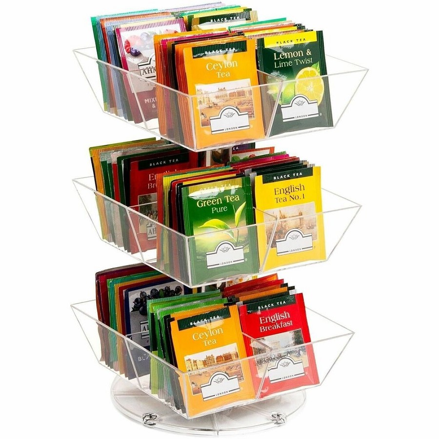 Mind Reader Anchor 12-Compartment Tea Carousel - 12 Compartment(s) - 3 Tier(s) - 11.50' Height x 6.75' Width x 6.75' Depth - Counter - Durable, Easy to Clean - Black - Plastic - 1 Each 