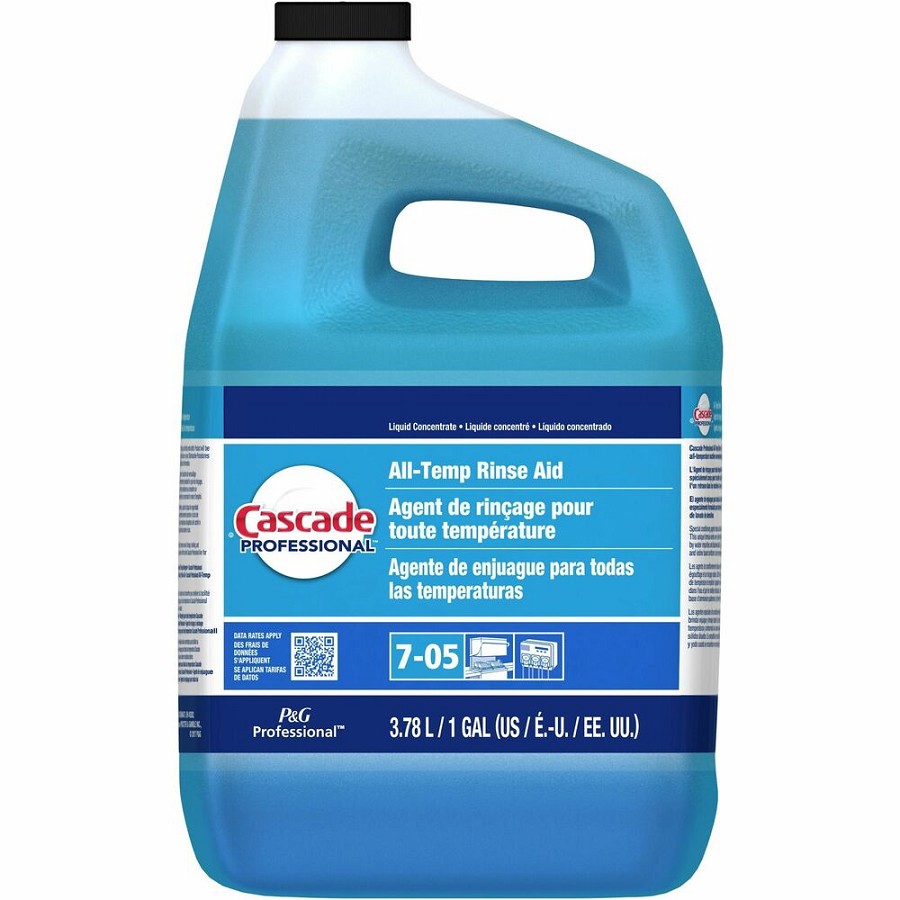 Cascade Professional All-Temp Rinse Aid - Concentrate - 128 fl oz (4 quart) - Phthalate-free, Triclosan-free, Alkylphenol-free, Anti-limescale - Blue - 2 / Carton 