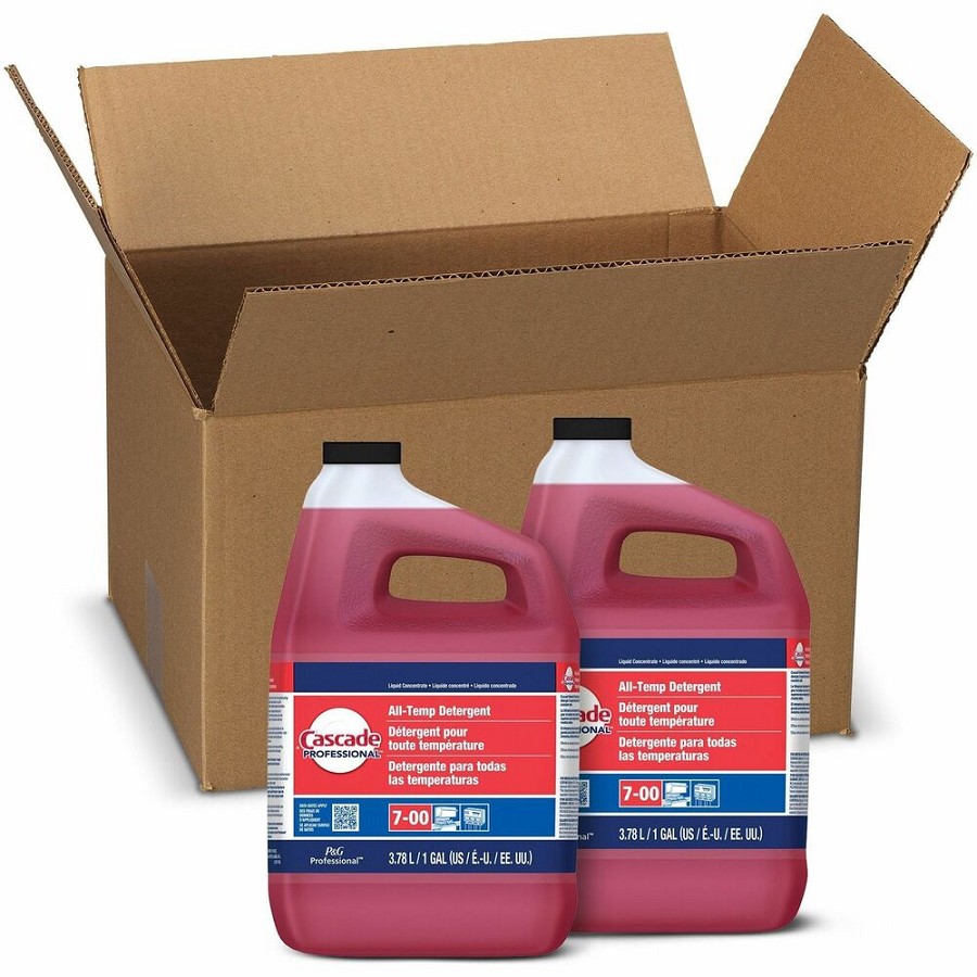 Cascade Professional All-Temp Detergent - For Dish - Concentrate - Liquid - 128 fl oz (4 quart) - Phthalate-free, Triclosan-free, Alkylphenol-free, Anti-limescale, Heavy Duty - Red - 2 / Carton 