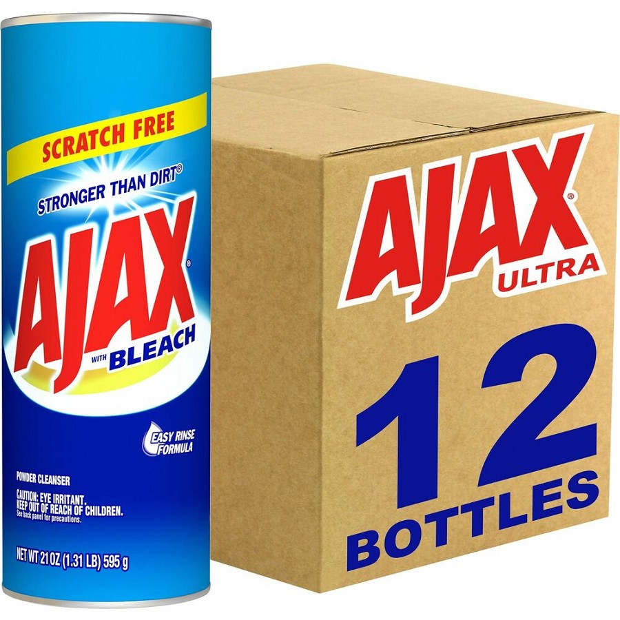AJAX Powder Cleanser With Bleach - 21 oz (1.31 lb) - Non-scratching, Phosphate-free - White - 12 / Carton 