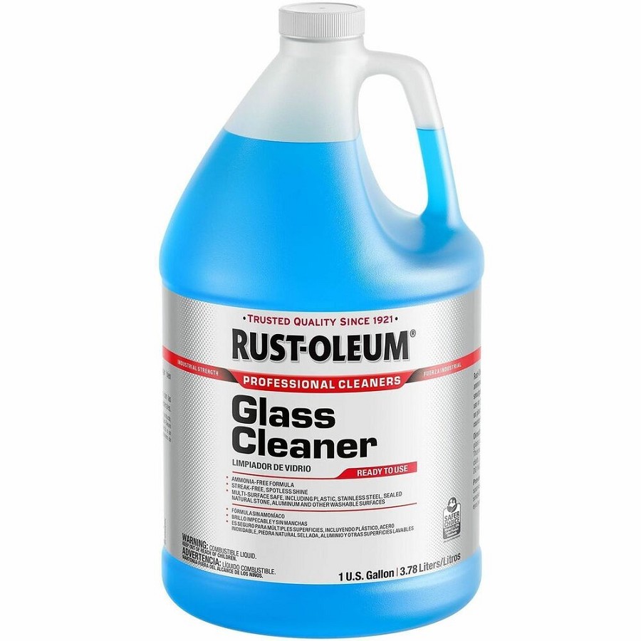 Rust-Oleum Professional Ammonia-Free Glass Cleaner - For Multi Surface - Ready-To-Use - 128 fl oz (4 quart) - Recommended For: Fingerprint Remover, Dirt Remover, Grease Remover, Smudge Remover, Soil Remover - Streak-free, Ammonia-free - Blue - 1 Each 