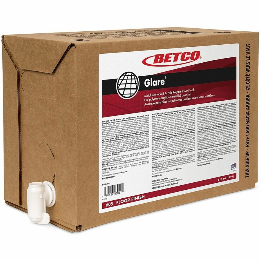 Betco Glare Floor Finish - 640 fl oz (20 quart) - 8.1 to 8.9 pH - Mild Scent - Durable, Slip Resistant, Gloss Resistant, Black Mark Resistant, Detergent Resistant - White - 1 Each 