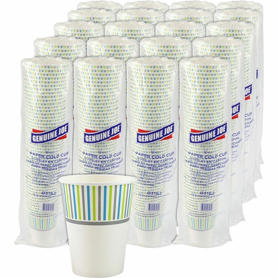 Genuine Joe 12 oz Cold Cups - 50 / Pack - 20 / Carton - White - Paper - Cold, Beverage 