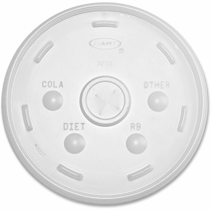 Dart Translucent Slotted Lids - 4.8' Diameter - High Impact Polystyrene (HIPS) - Translucent - 100/Pack - 10 / Carton 