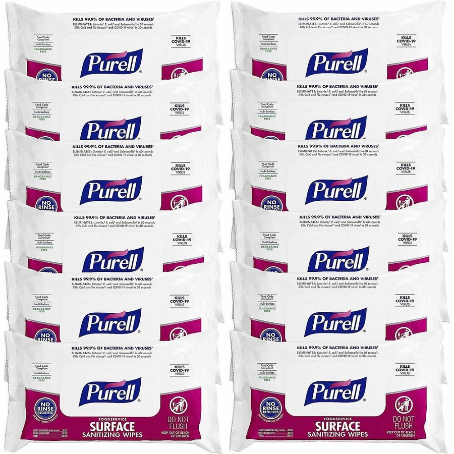 PURELL Foodservice Surface Sanitizing Wipes - WhitePack - 72/Pack - 12 / Carton 