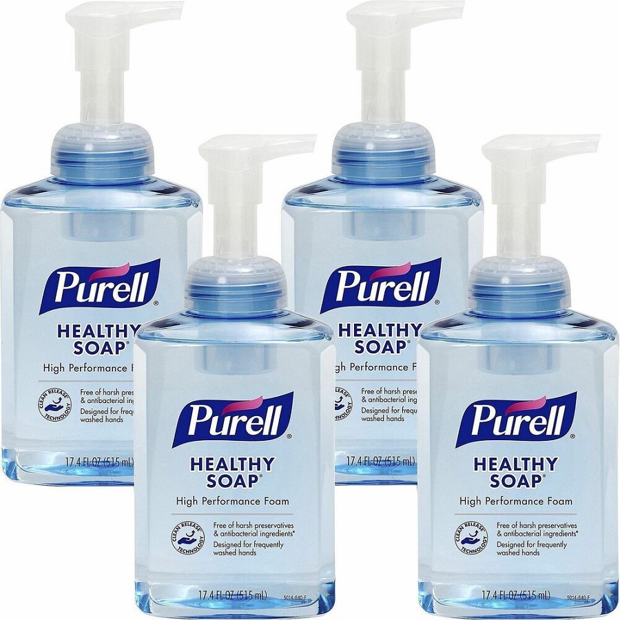 Gojo CRT HEALTHY SOAP High Performance Foam - 17.40 fl oz - Push Pump Dispenser - Bacteria Remover, Soil Remover, Kill Germs - Hand, Skin - Moisturizing - Clear - Refillable, Triclosan-free, Phthalate-free, Paraben-free, Non-irritating, Quick Rinse - 4 / 