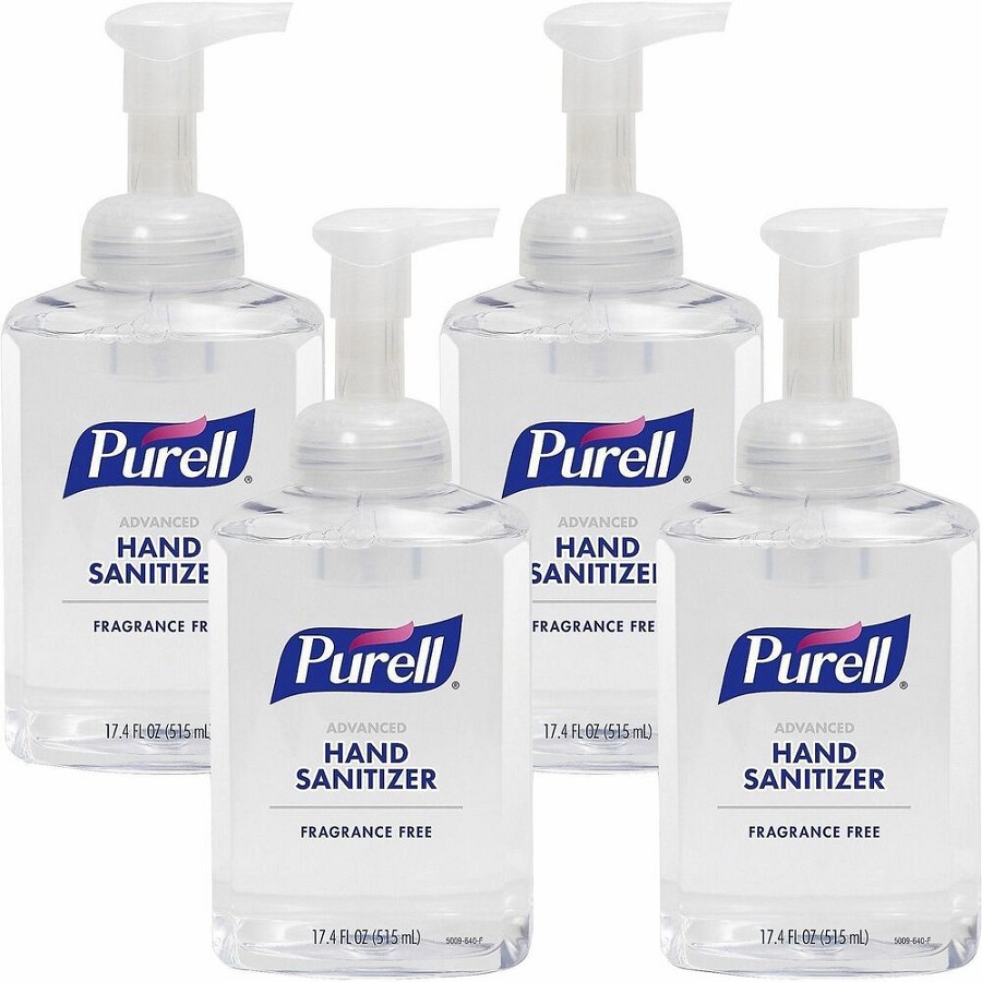 PURELL Hand Sanitizer Foam - 1.09 lb - Pump Bottle Dispenser - Kill Germs - Hand, Skin - Clear - Quick Drying, Fragrance-free - 4 / Carton 