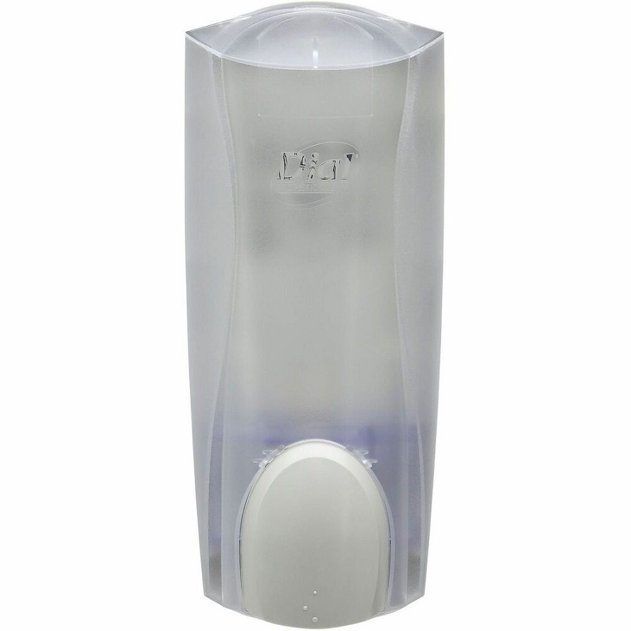 Dial Professional Liter Dispenser - Manual - 1.06 quart Capacity - Antimicrobial, Locking Mechanism, Vandal Resistant, Push Button - Ice - 1 Each 