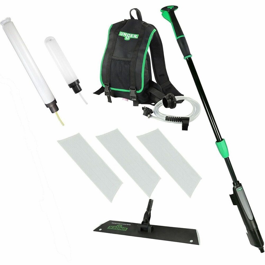 Unger Unger Excella Floor Finishing Straight Kit 18' - MicroFiber, Rubber - Black, Green, Gray - 1 Carton 
