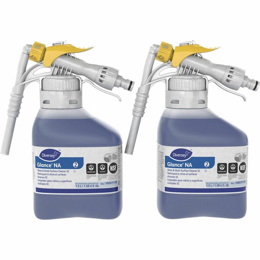 Diversey Glance NA Glass/Multisurface Cleaner - Concentrate - 50.7 fl oz (1.6 quart) - 7 pH - Streak-free, Non Ammoniated, Quick Drying, Non-smearing, Fragrance-free - Blue - 2 / Carton 