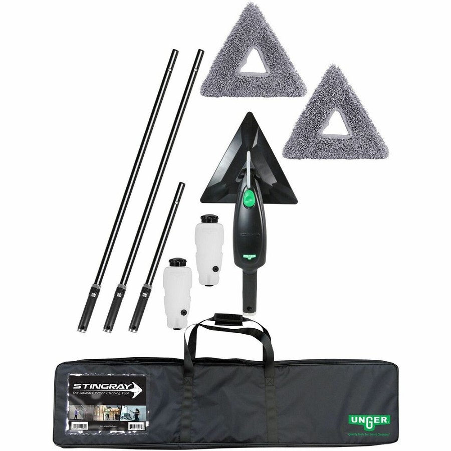 Unger Stingray Refillable Microfiber Cleaning Kit - MicroFiber - Green, Black - 1 Carton 